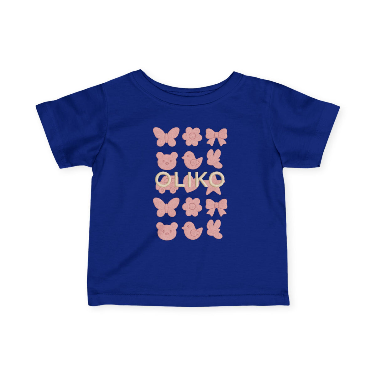 Pink Animal Icons Baby Tee | Butterfly, Bear, Duck Pattern