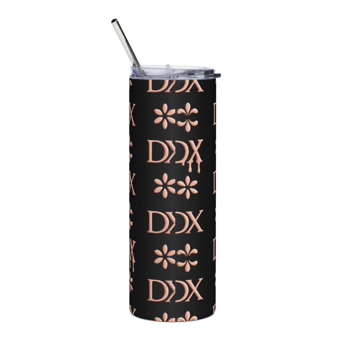 DX Monogram Rose Gold Stainless Steel Tumbler – 20oz Insulated Skinny Cup