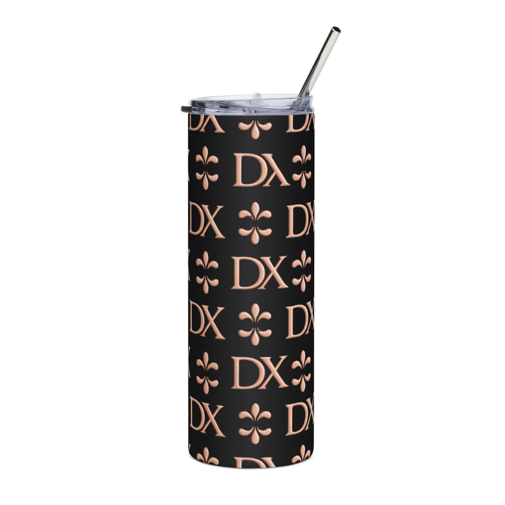 DX Monogram Rose Gold Stainless Steel Tumbler – 20oz Insulated Skinny Cup