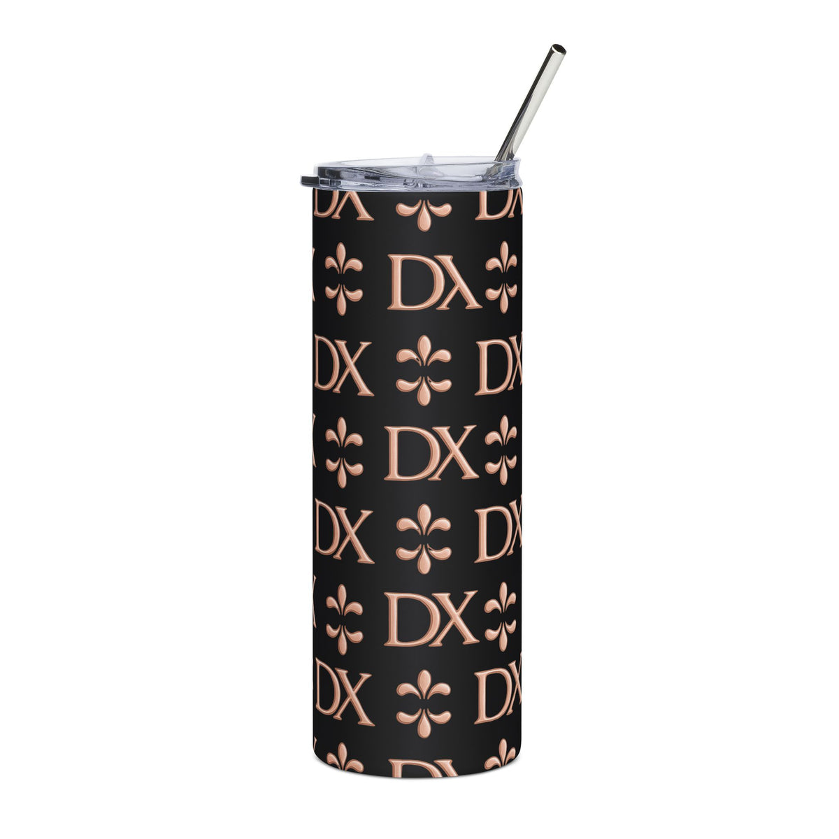 DX Monogram Rose Gold Stainless Steel Tumbler – 20oz Insulated Skinny Cup