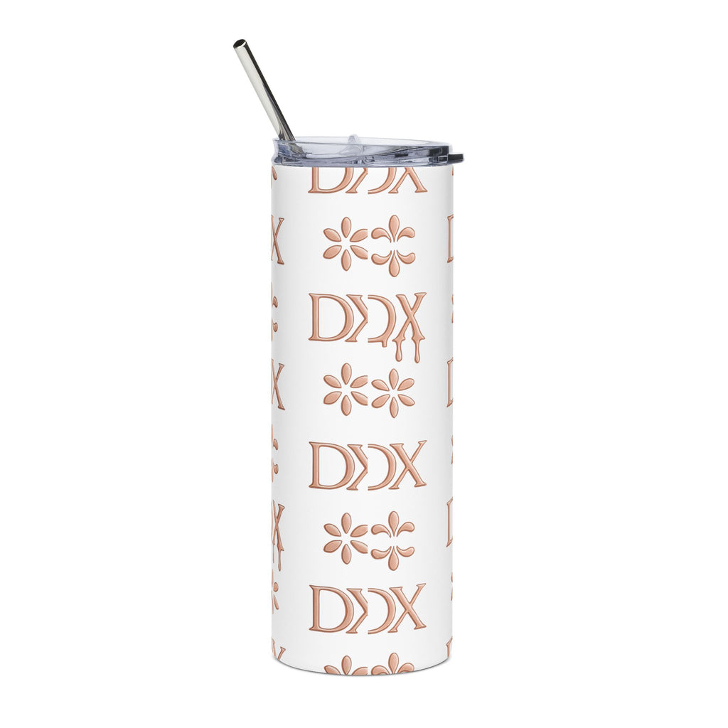 DX Monogram Rose Gold Stainless Steel Tumbler – 20oz Insulated Skinny Cup