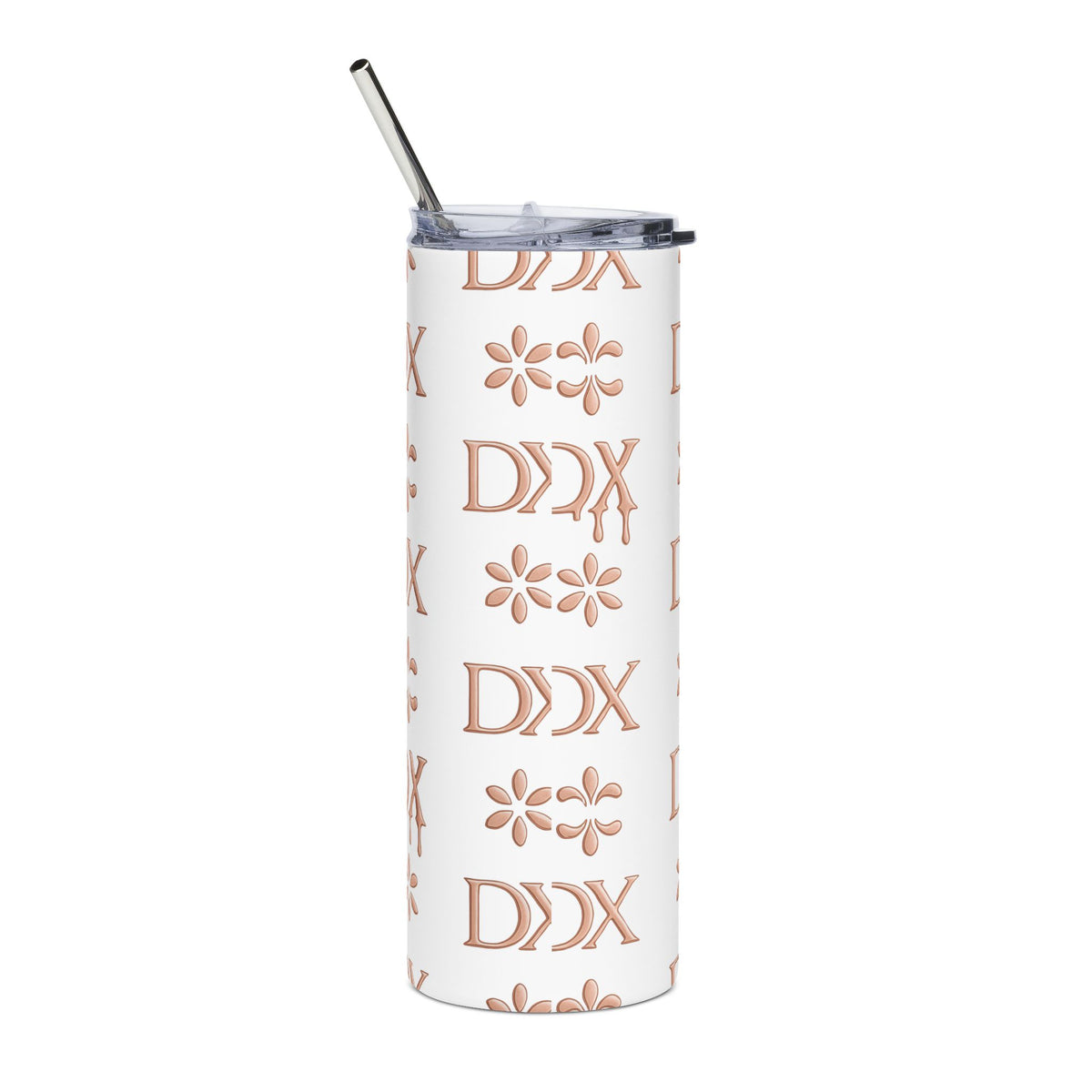 DX Monogram Rose Gold Stainless Steel Tumbler – 20oz Insulated Skinny Cup