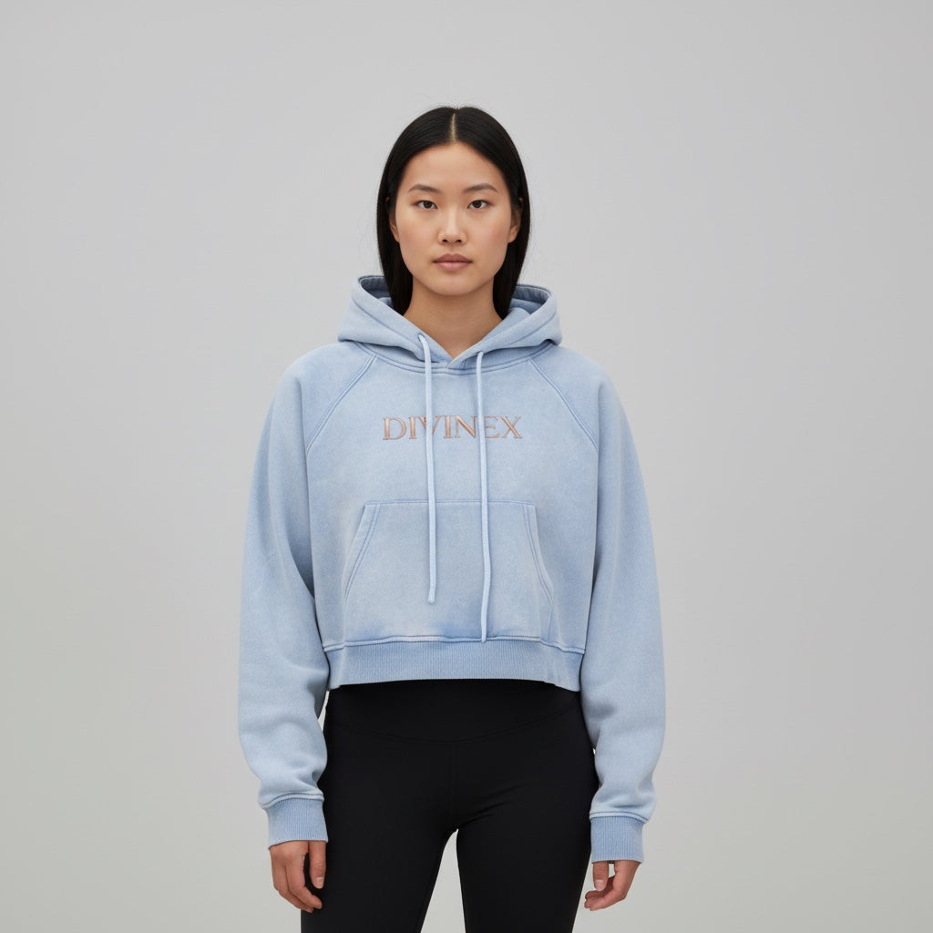 Snowwashed DivineX Cropped Hoodie