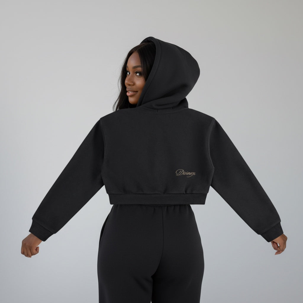 Radiant Crest Cropped Hoodie