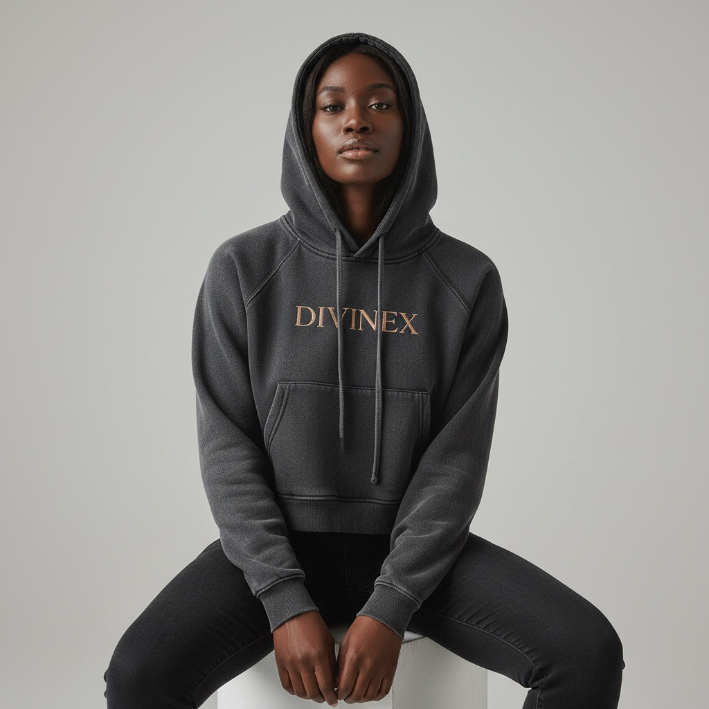Snowwashed DivineX Cropped Hoodie