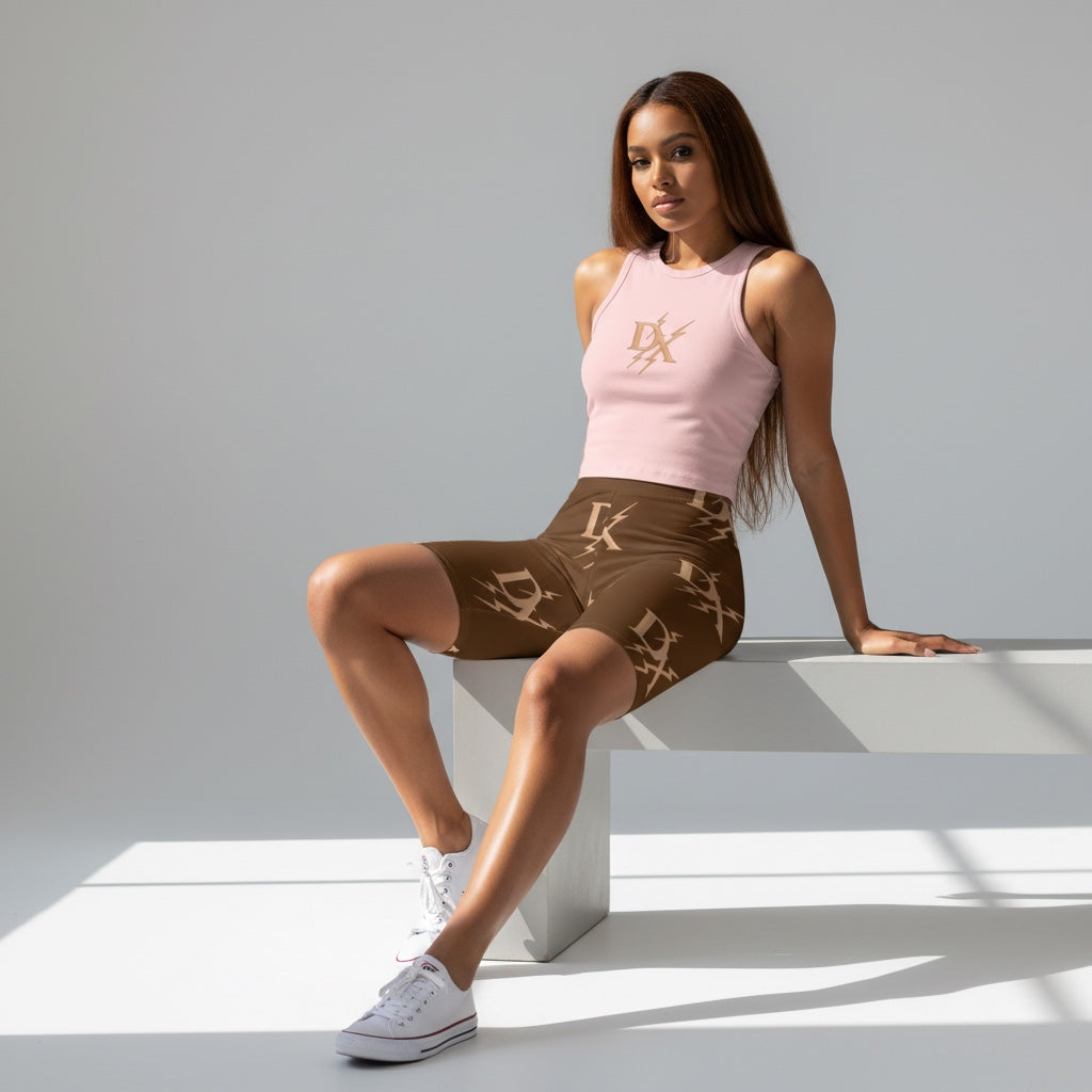 DX Lightning Luxe Biker Shorts - Brown