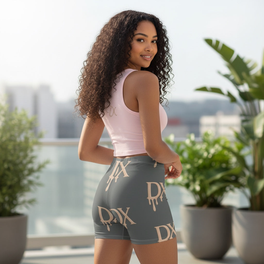 DX Monogram Drip Biker Shorts -Dark Grey