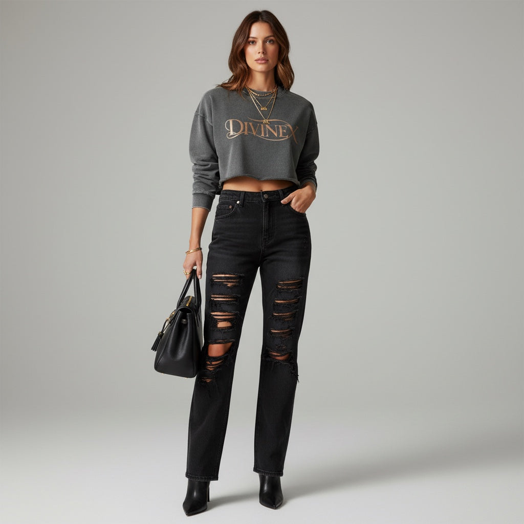 Ethereal Raw-Edge Crop Crew