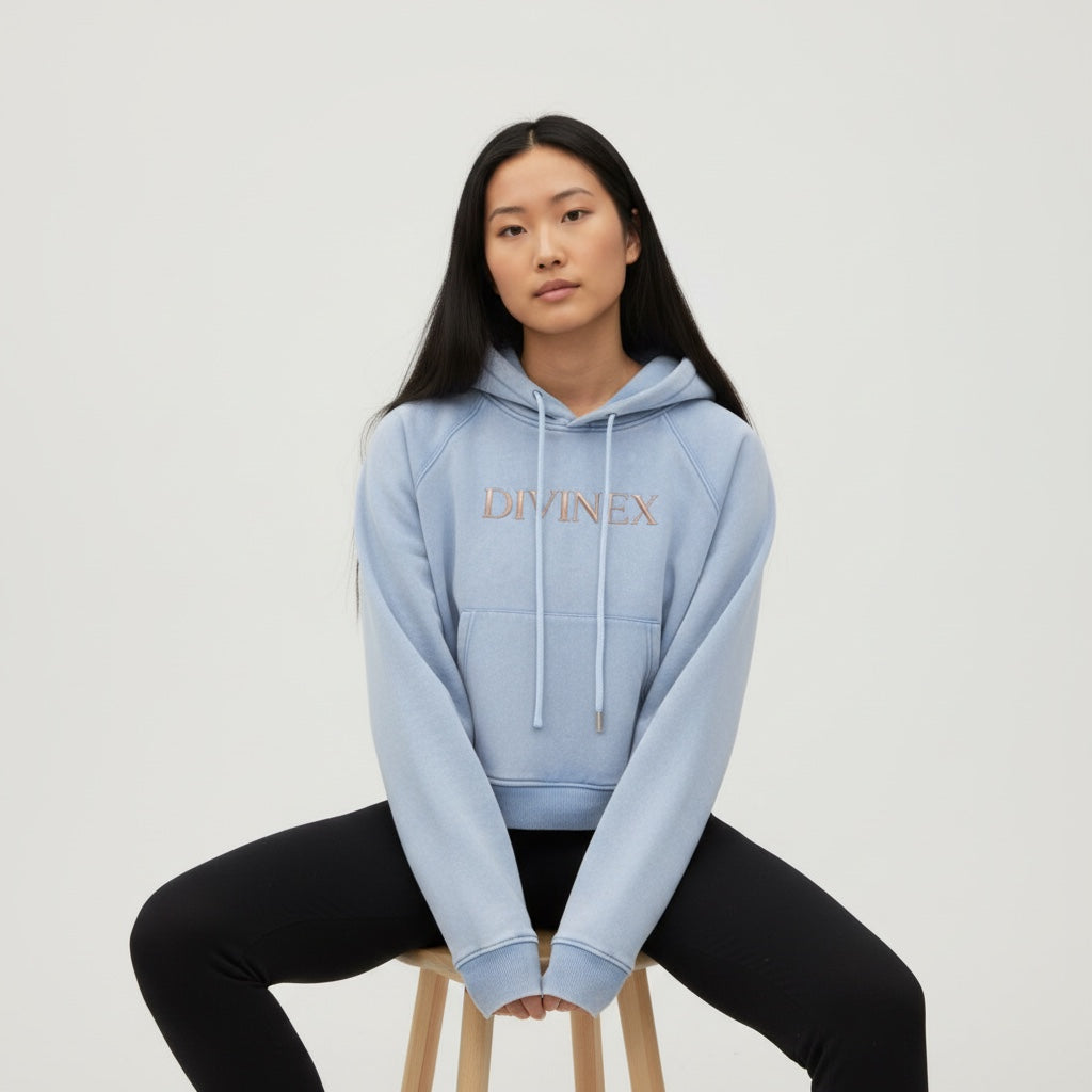 Snowwashed DivineX Cropped Hoodie