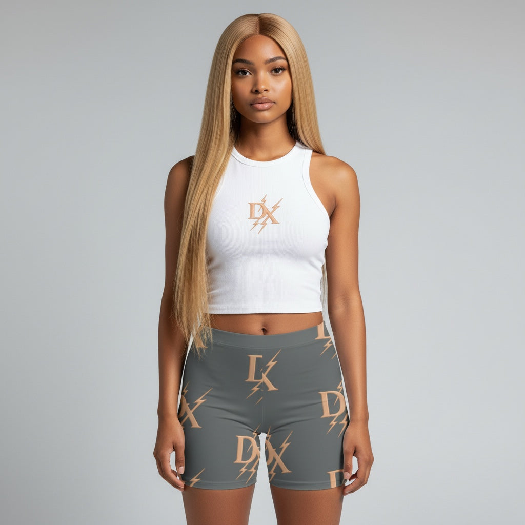 DX Lightning Luxe Biker Shorts - Dark Grey
