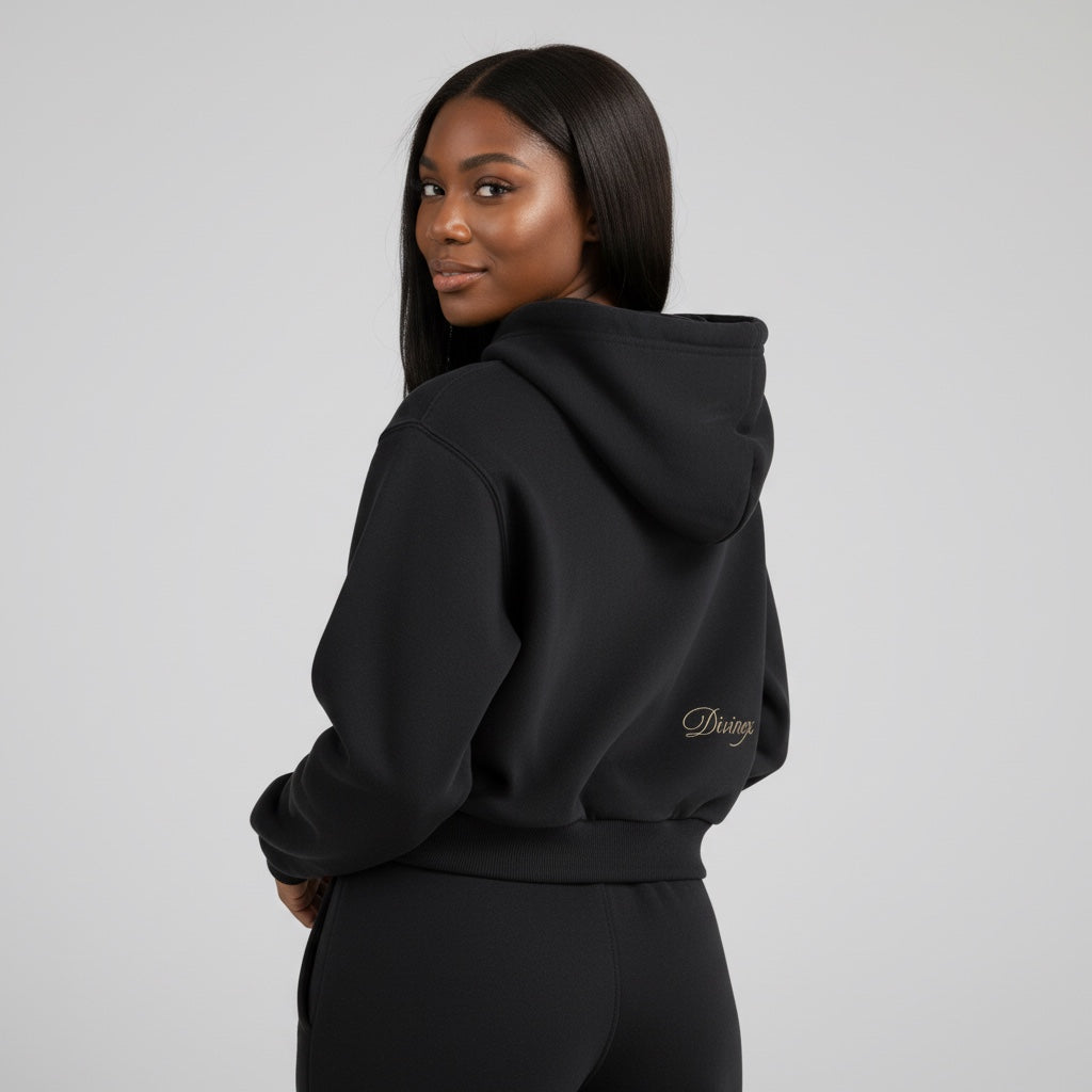 Radiant Crest Cropped Hoodie