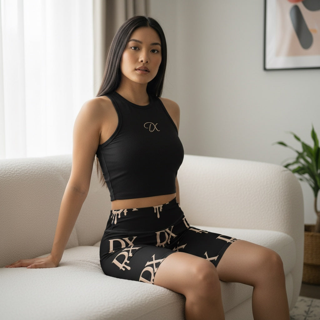 DX Monogram Drip Biker Shorts - Black