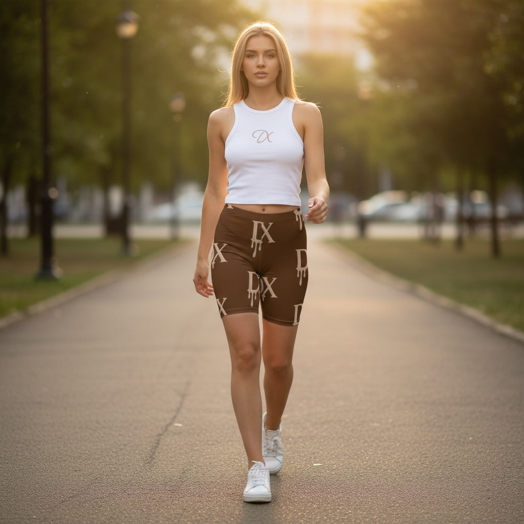DX Monogram Drip Biker Shorts -Brown