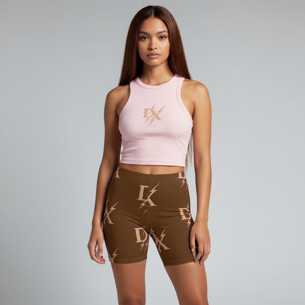 DX Lightning Luxe Biker Shorts - Brown